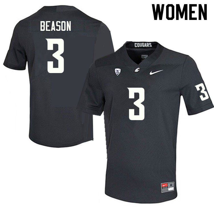 Women #3 Zeriah Beason Washington State Cougars College Football Jerseys Sale-Charcoal - Click Image to Close